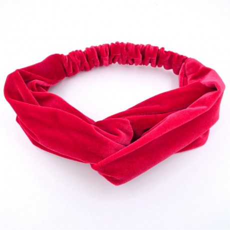 Bandeau serre tête headband croisé en velours rouge