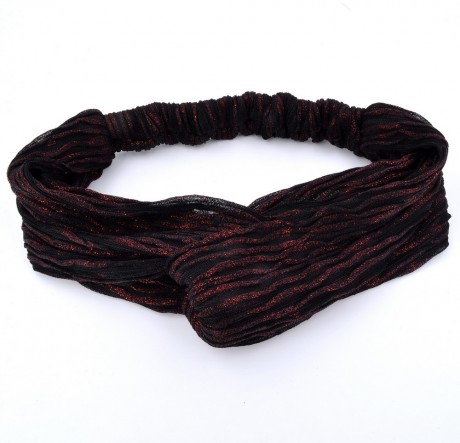 Bandeau serre tête headband croisé tissu lurex rouge