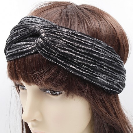 Bandeau serre tête headband croisé tissu lurex rouge
