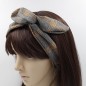 Bandeau cheveux à nouer avec fil de métal tissu Prince de Galles gris Bandeau cheveux à nouer avec fil de métal tissu Prince de Galles gris