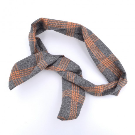 Bandeau cheveux à nouer avec fil de métal tissu Prince de Galles gris