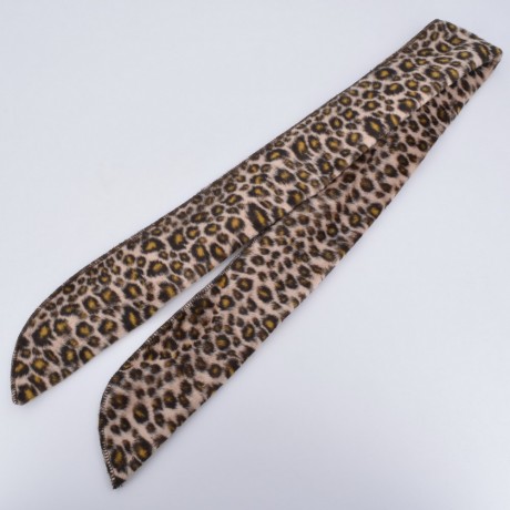Bandeau cheveux à nouer avec fil de métal velours imprimé léopard marron