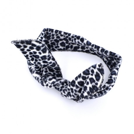 Bandeau cheveux à nouer avec fil de métal velours imprimé léopard noir