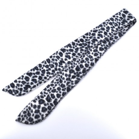 Bandeau cheveux à nouer avec fil de métal velours imprimé léopard noir