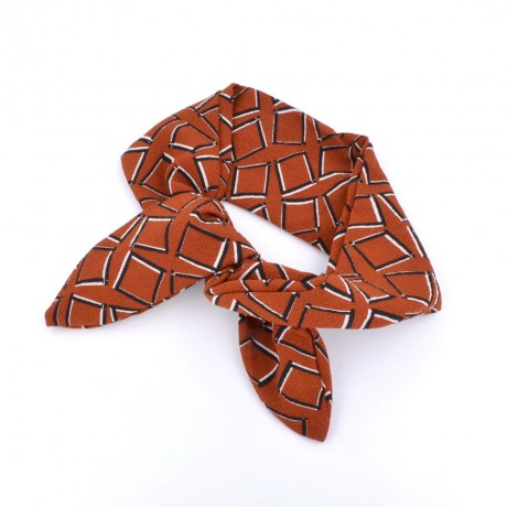 Bandeau cheveux à nouer avec fil de métal tissu marron