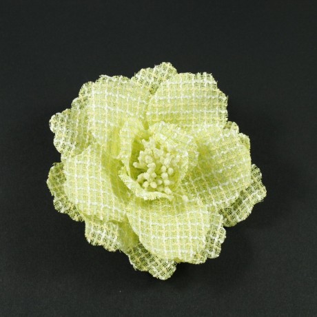 Grande fleur en tissu vert diamètre 10cm