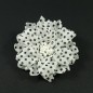 Fleur en tissu blanc motif petits pois noir diamètre 8cm