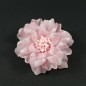 Fleur en tissu blanc motif petits pois rose diamètre 8cm