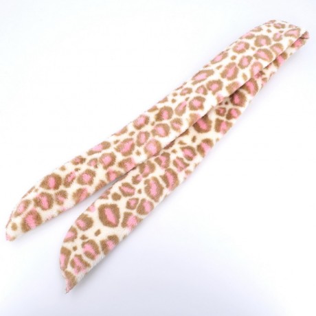 Bandeau cheveux à nouer avec fil de métal tissu imprimé léopard beige