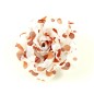 Fleur en tissu blanc motif petits pois orange diamètre 8cm