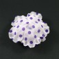 Fleur en tissu blanc motif petits pois violet diamètre 8cm