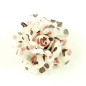 Fleur en tissu ivoire motif petits pois multicolore diamètre 8cm