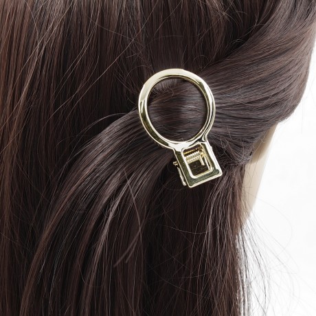 Pince cheveux crocodile en métal doré rond 3.3cm