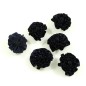 Lot de 6 petites fleurs en tissu satin et paillettes - bleu marine
