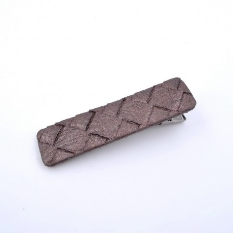 Pince cheveux crocodile imitation cuir 6.5cmx1.6cm bronze métallisé