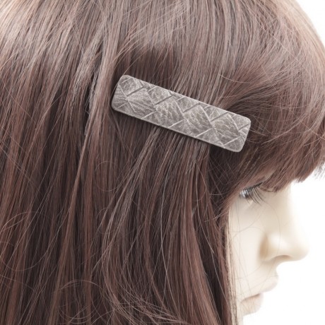 Pince cheveux crocodile imitation cuir 6.5cmx1.6cm bronze métallisé