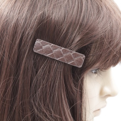 Pince cheveux crocodile imitation cuir 6.5cmx1.6cm marron