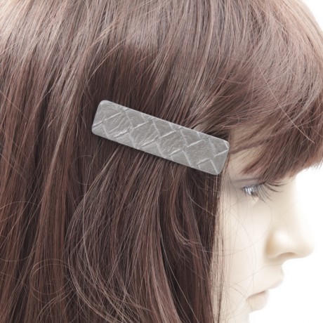 Pince cheveux crocodile imitation cuir 6.5cmx1.6cm gris