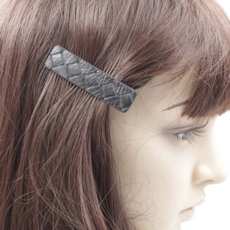 Pince cheveux crocodile imitation cuir 6.5cmx1.6cm noir