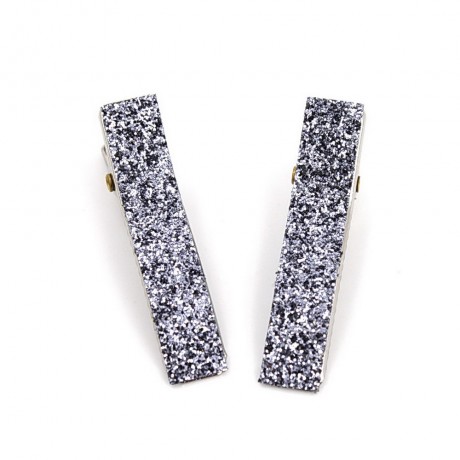 2 pinces cheveux en tissu paillette 3.5cm - gris