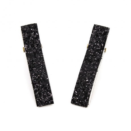 2 pinces cheveux en tissu paillette 3.5cm - noir