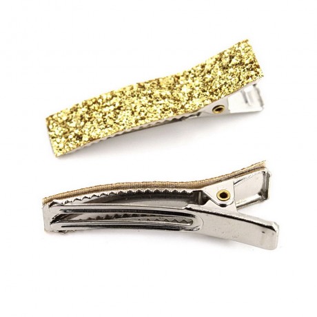 pinces cheveux en tissu paillette 3.5cm - doré