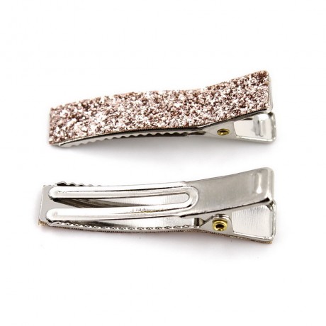 2 pinces cheveux en tissu paillette 3.5cm - champagne