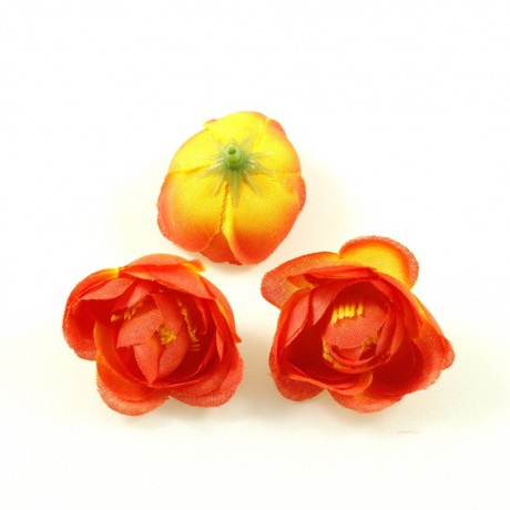 Lot de 10 fleurs artificielles sans tige 40mm - Orange