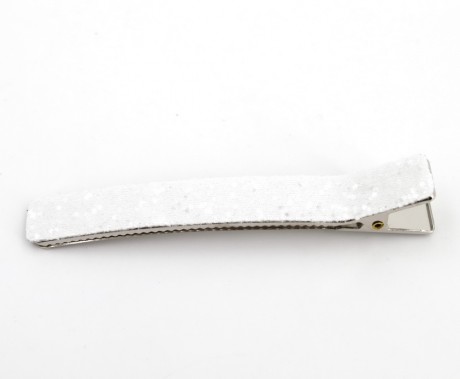 Pince cheveux paillettes 8cm - blanc