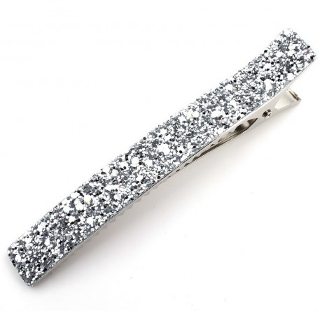 Grande pince cheveux paillettes 12.5cm - argent