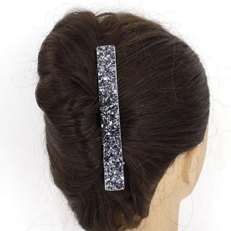 Grande pince cheveux paillettes 12.5cm - gris