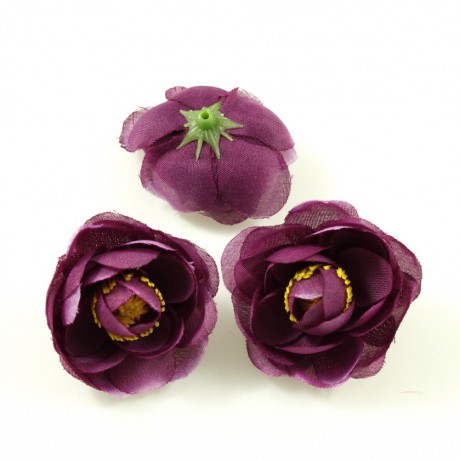 Lot de 10 fleurs artificielles sans tige 40mm - Prune