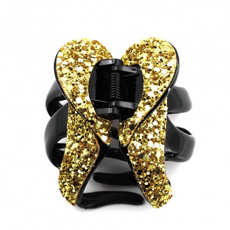 Pince cheveux paillette forme octopus 8cm - doré
