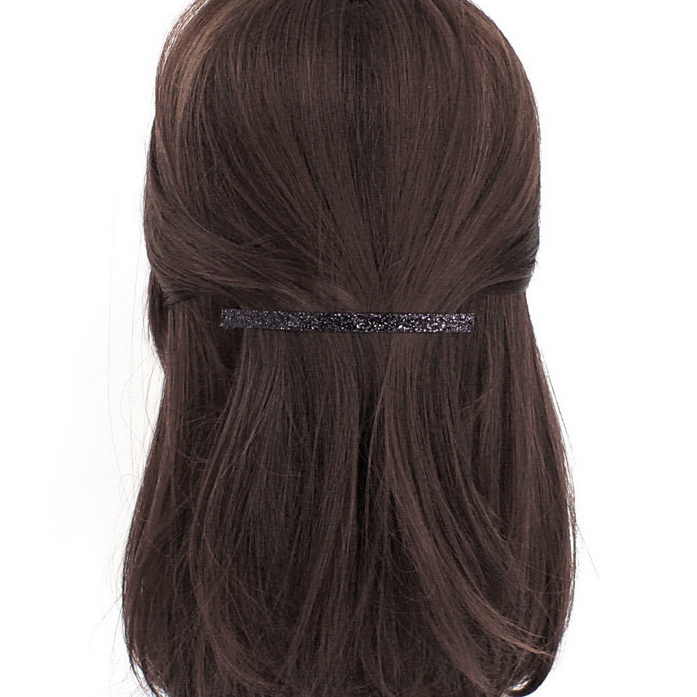 Barrette cheveux Made in France paillette fine longue 10cm - noir Barrette cheveux Made in France paillette fine longue 10cm - noir