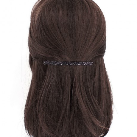Barrette cheveux Made in France paillette fine longue 10cm - noir