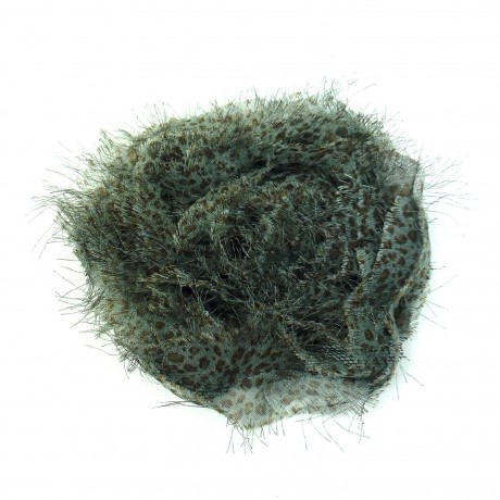 Fleur en tissu synthétique motif panthère vert diamètre 7cm