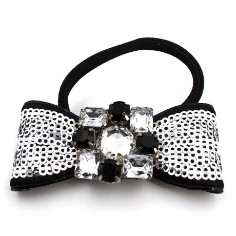 Elastique noeud en sequin - argent
