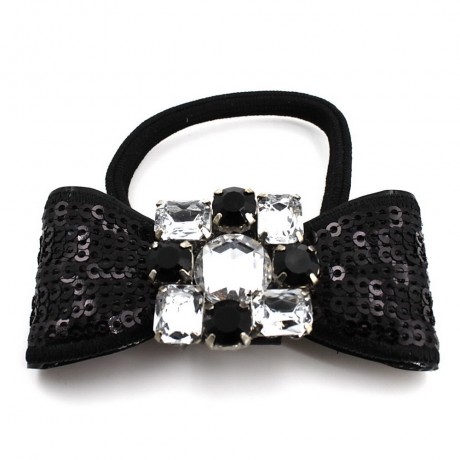 Elastique noeud en sequin - noir