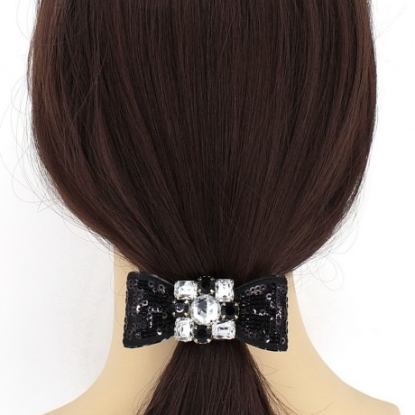 Elastique noeud en sequin - noir