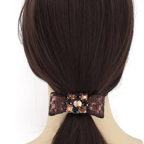 Elastique noeud en sequin - marron