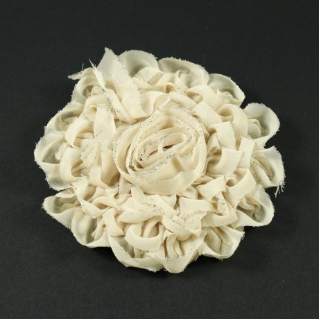 Fleur en tissu synthétique beige, diamètre environ 9cm
