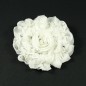 Fleur en tissu synthétique ivoire, diamètre environ 9cm