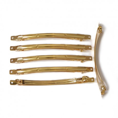 50 barrettes fines longues "Clip Paris" en métal doré 10cmx0,6cm