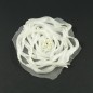Fleur en tissu synthétique ivoire perlé, diamètre 10cm