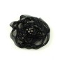 Fleur en tissu synthétique noir perlé, diamètre environ 10cm