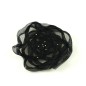 Fleur en tissu synthétique noir perlé, diamètre environ 10cm