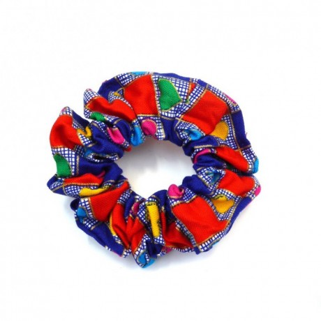 Elastique chouchou cheveux motif coeur multicolore rouge