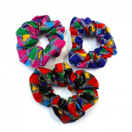 Elastique chouchou cheveux motif coeur multicolore rouge