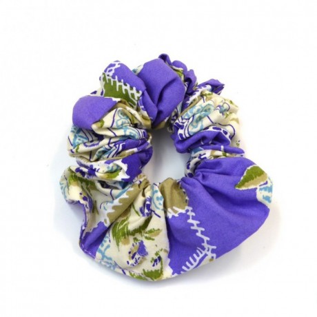 Elastique chouchou cheveux motif fantaisie multicolore mauve