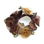 Elastique chouchou cheveux ou bracelet perle fleur - marron